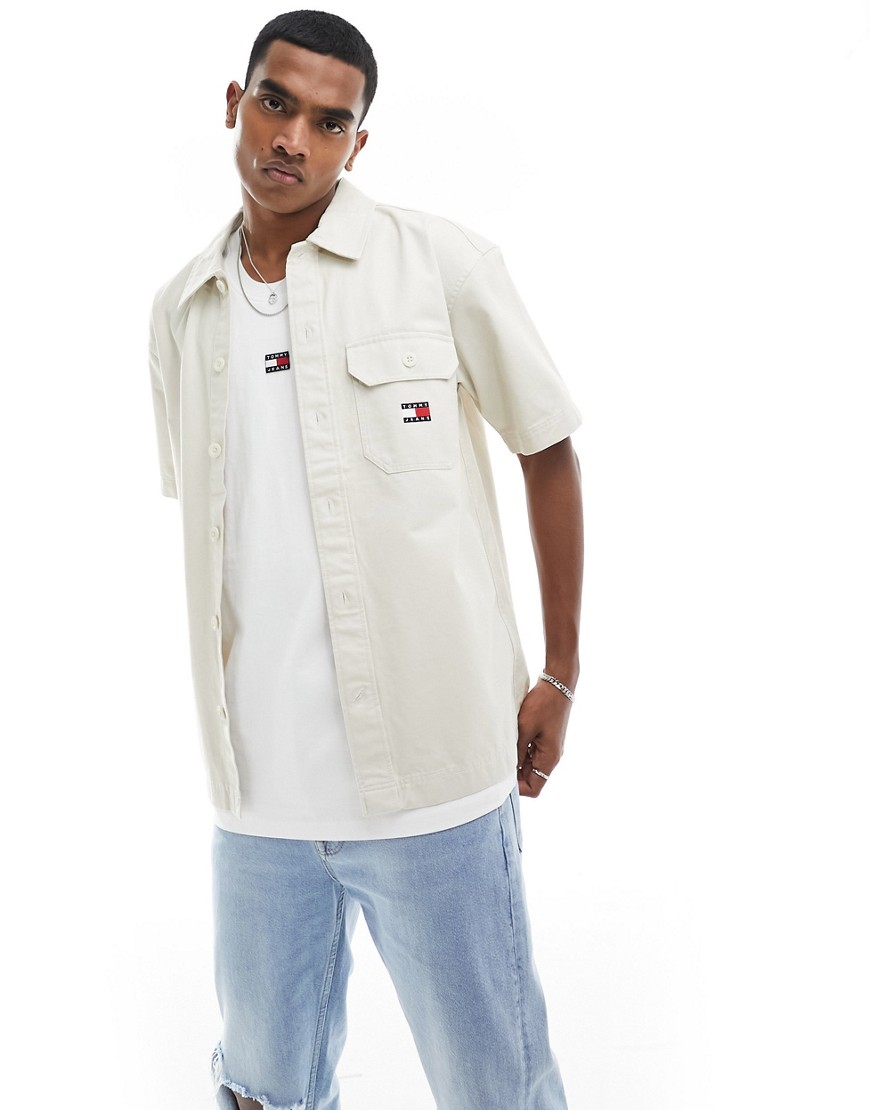 Tommy Jeans Short Sleeve Overshirt in White