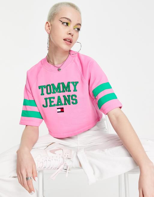 Tommy Jeans short sleeve sweatshirt in pink