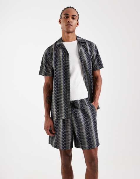 Tommy Jeans shorts co-ord in black stripe - view 1