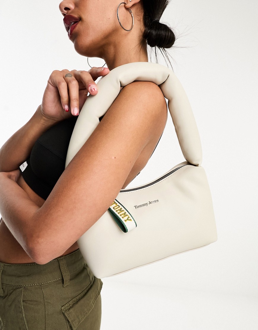 Tommy Jeans shoulder bag with padded strap in beige-Green