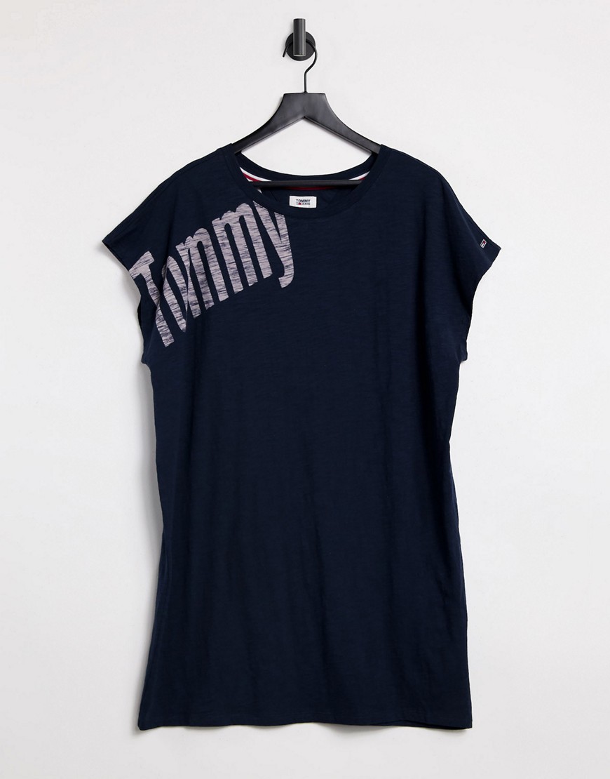 Tommy Jeans shoulder logo t-shirt dress-Black