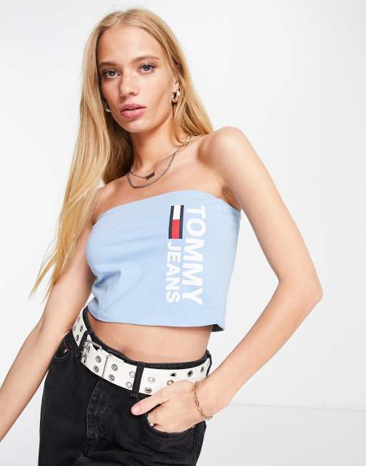 Tommy Hilfiger Womens Seamless Retro Style Logo Bandeau Bralette