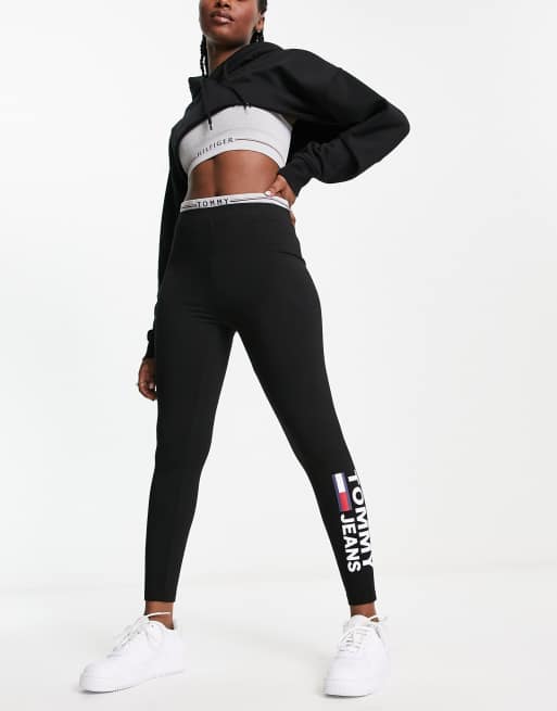 Tommy Jeans side logo leggings black | ASOS in