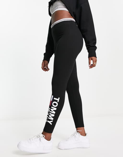 Tommy Jeans side logo leggings in black | ASOS