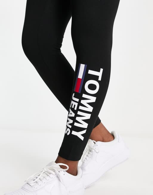 in | leggings black logo Tommy Jeans side ASOS