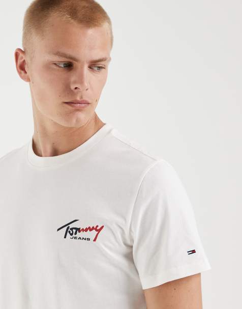 Tommy Jeans sign logo slim fit t-shirt in cream - view 1