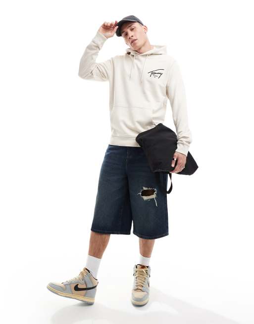Tommy Jeans signature back print logo hoodie in off white, 2 of 4