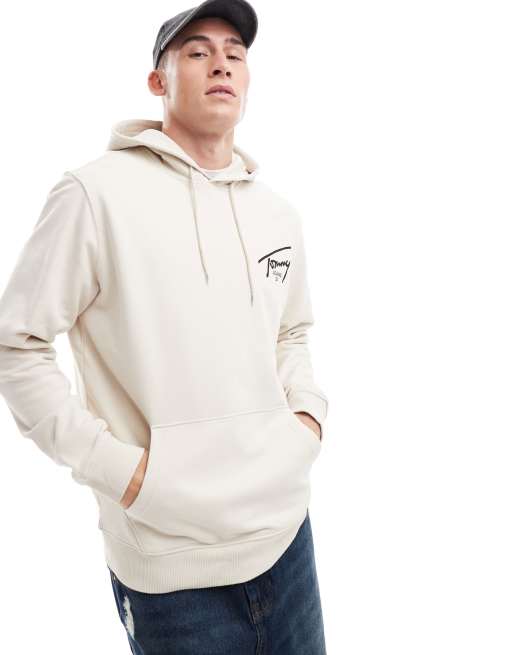 Tommy Jeans signature back print logo hoodie in off white, 3 of 4