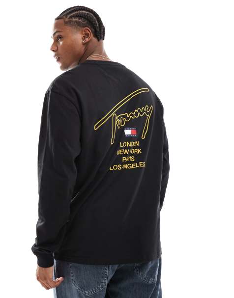 Tommy Jeans signature back print long sleeve t-shirt in black - view 1