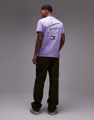 signature back print t-shirt in purple
