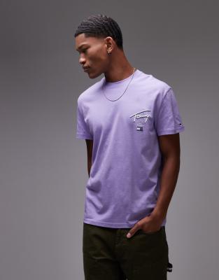 Tommy Jeans Signature Back Print T-shirt In Purple