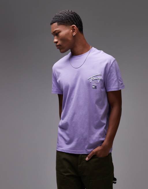 Tommy Jeans signature back print t-shirt in purple, 2 of 4