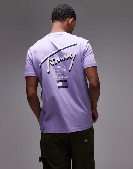Tommy Jeans signature back print t-shirt in purple, 3 of 4