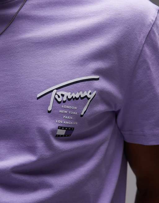 Tommy Jeans signature back print t-shirt in purple, 4 of 4