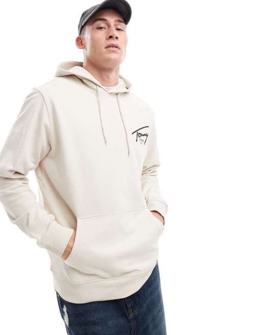 Tommy Jeans signature backprint logo hoodie in off white ASOS