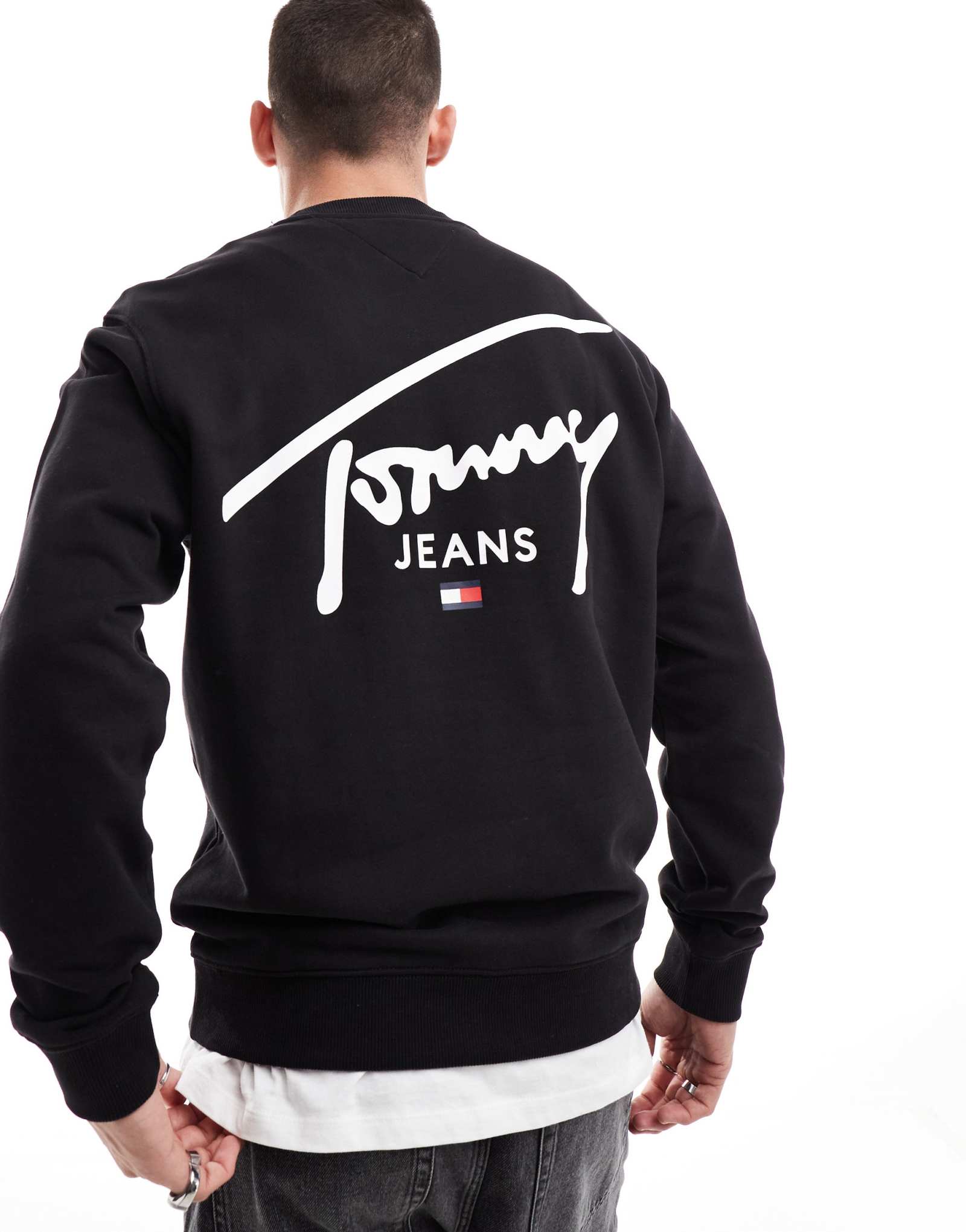 Фирменная толстовка с логотипом Tommy Jeans черного цвета с обратной печатью