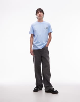 Tommy Jeans Signature Backprint T-shirt In Blue