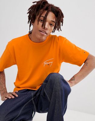 tommy jeans orange t shirt