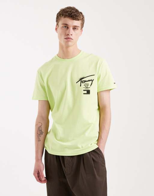 Tommy Jeans Signature city sign logo signature T-shirt in lime green, 3 of 5