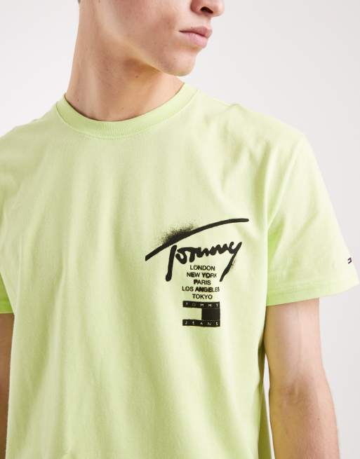 Tommy Jeans Signature city sign logo signature T-shirt in lime green, 5 of 5