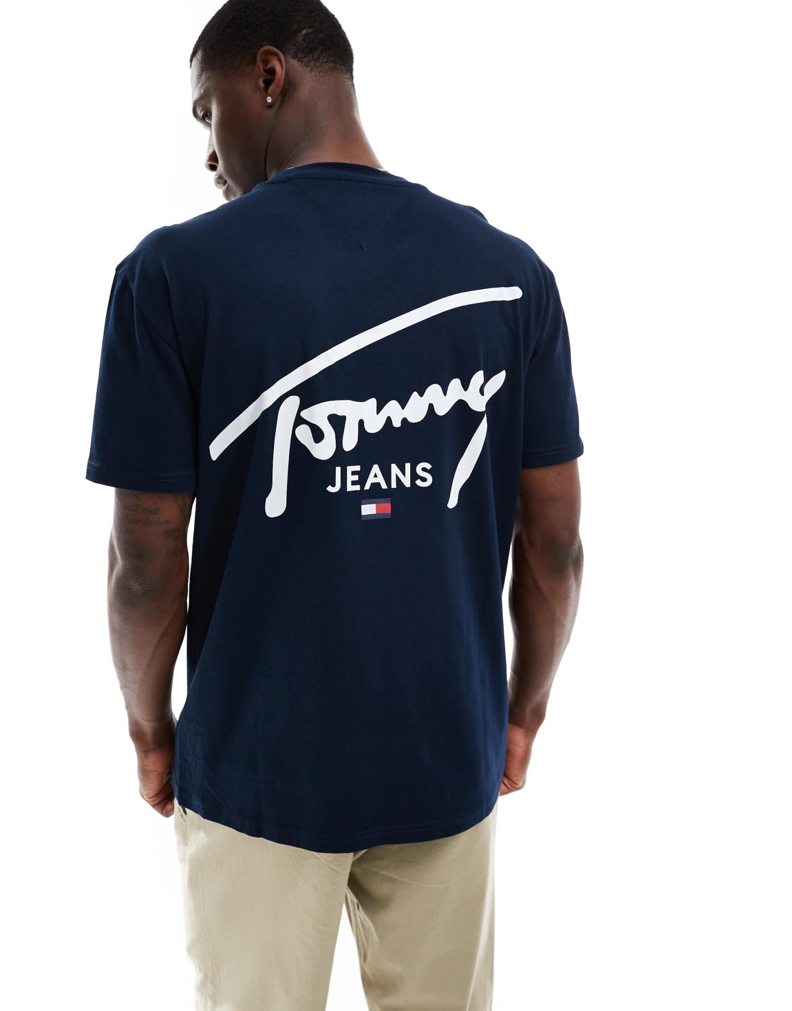 Футболка с фирменным логотипом Tommy Jeans темно-синего цвета