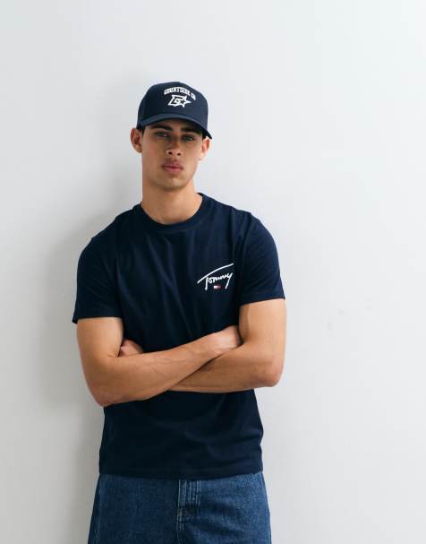Tommy Jeans Signature logo slim fit t-shirt in navy - view 1