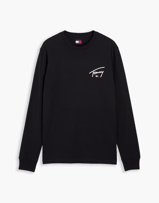 Tommy Jeans Signature logo slim long sleeve t-shirt in black, 5 of 6