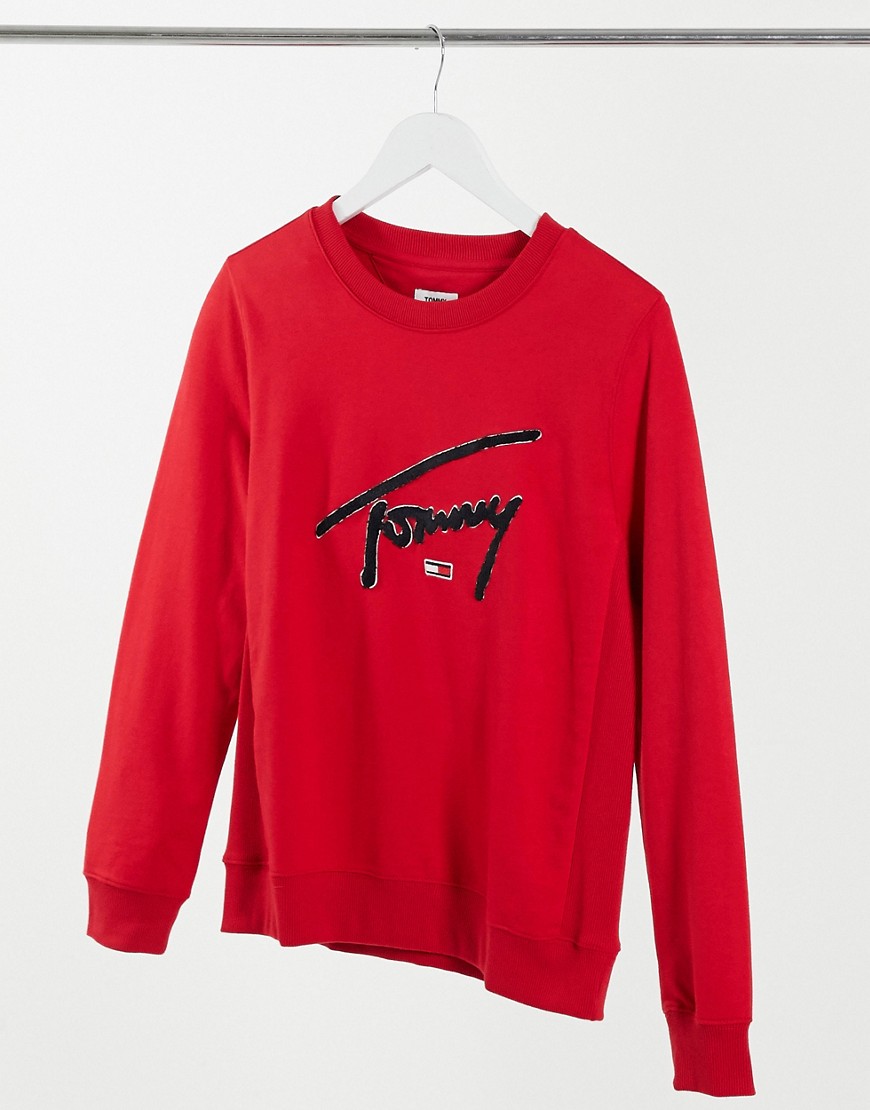 Tommy Jeans signature logo sweatshirt in red
