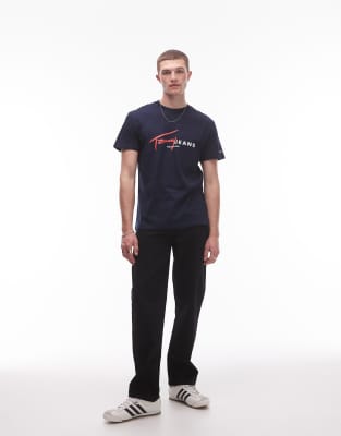 Tommy Jeans Signature Logo T-shirt In Blue