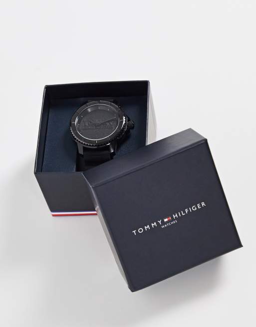 Tommy hilfiger black store silicone watch