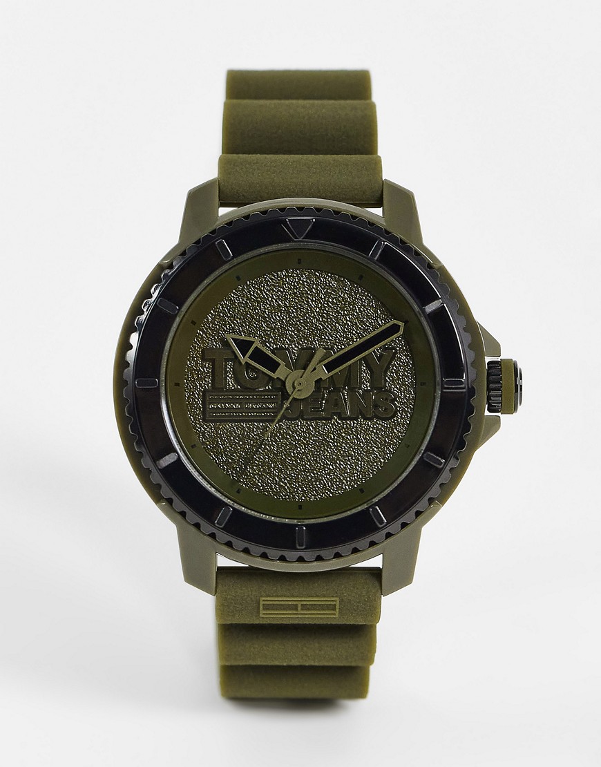 Tommy Jeans Silicone Watch In Khaki 1792002-Green