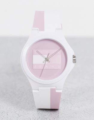 Tommy Jeans silicone watch in white and pink 1720026