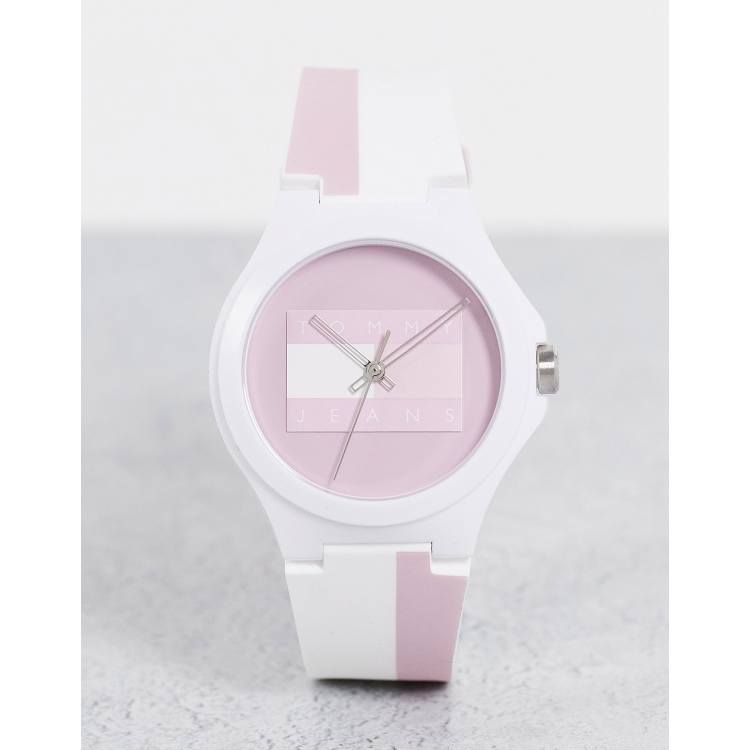 Tommy Jeans silicone watch in white and pink 1720026