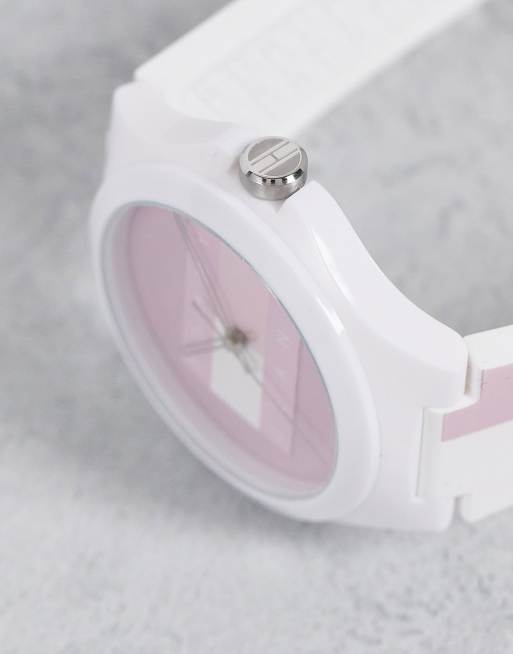 Tommy Jeans silicone watch in white and pink 1720026