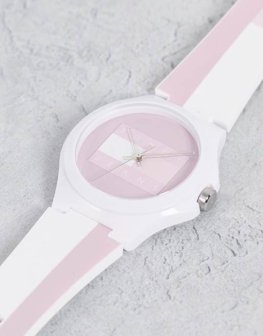 Tommy Jeans silicone watch in white and pink 1720026