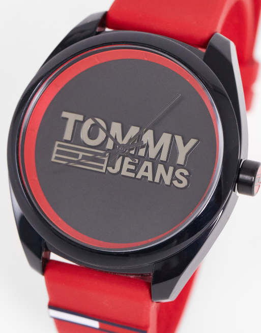 Tommy Jeans - Siliconen horloge in zwart en rood 1791929
