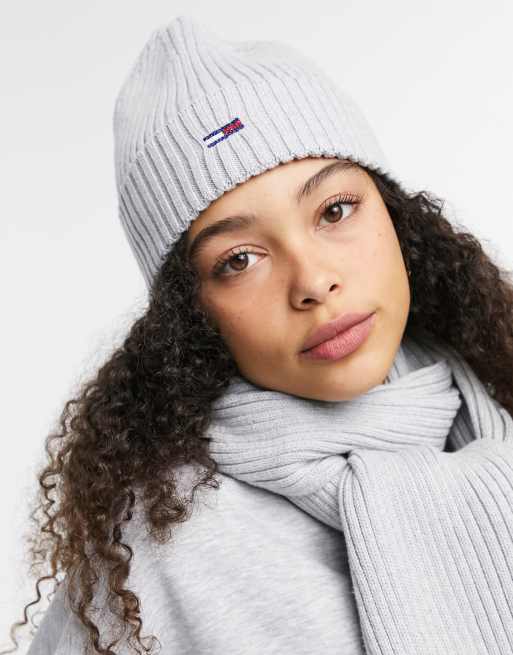 Tommy Jeans Sjaal en beanie cadeauset in grijs