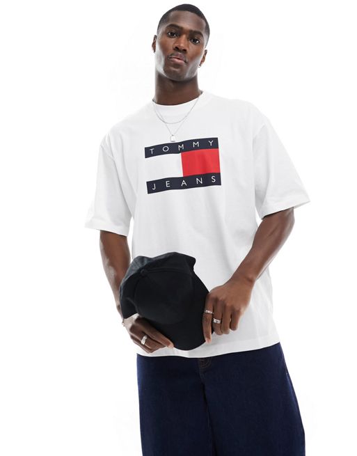 Tommy Jeans - Skate T-shirt met vlaglogo in wit