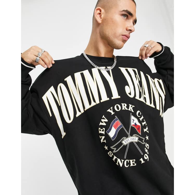 Tommy Jeans skater prep in collegiate ASOS black | fit sweatshirt logo