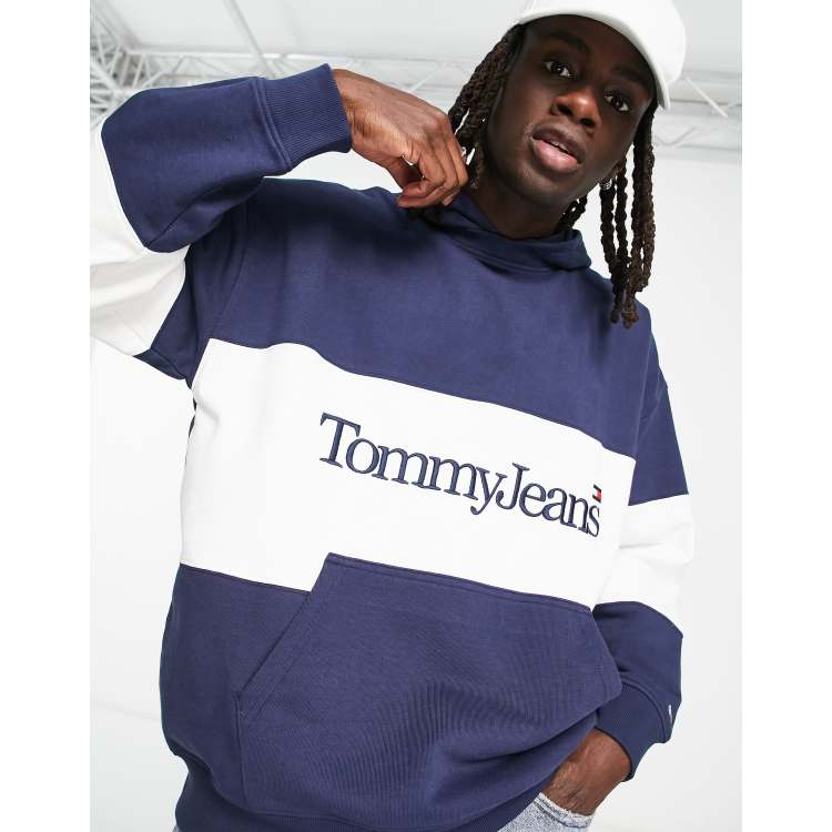 Tommy Jeans skater fit logo color block hoodie in navy ASOS