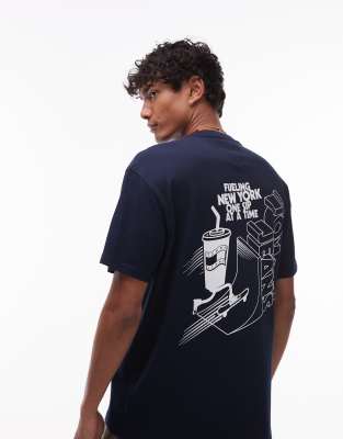 skater graphic T-shirt in navy