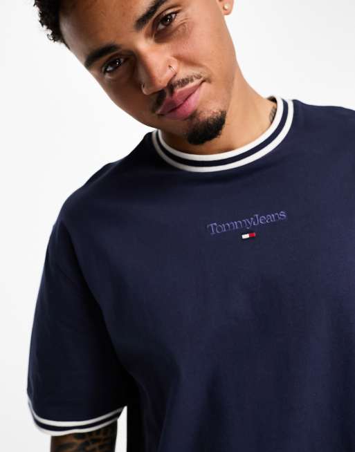 Tommy Jeans skater rib detail t-shirt in blue, 4 of 4