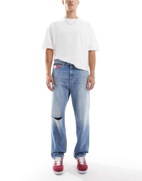 Tommy Jeans Skater ripped jeans in mid wash with flag details - view 1