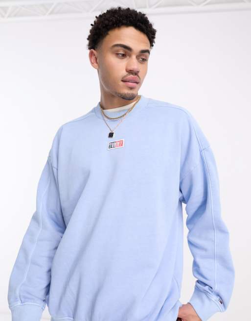 Tommy Jeans skater timeless crewneck sweatshirt in blue | ASOS