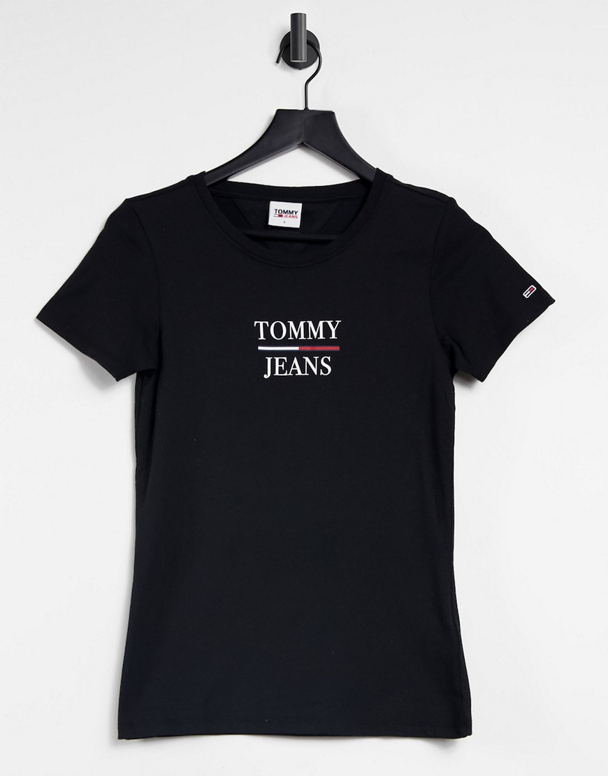 Tommy Jeans skinny essential logo tee in black