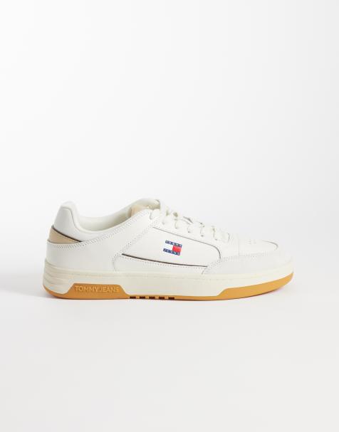 Tommy Jeans – Skórzane buty sportowe premium w kolorze złamanej bieli z masywną podeszwą - view 1