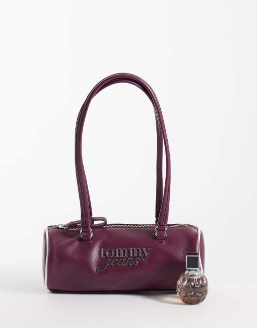 Tommy Jeans skuldertaske med bold script-logo i burgundy, 2 af 4