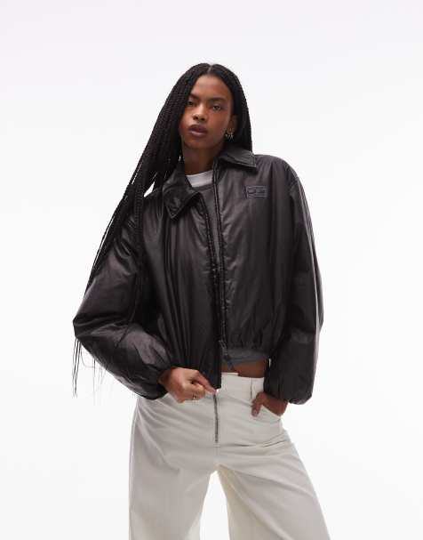 Tommy Jeans slick look bomber jacket in black
