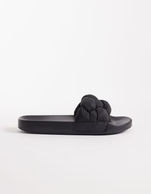 Tommy Jeans - Slider in Schwarz mit Flechtdesign