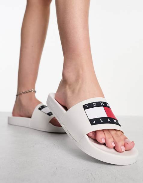 Tommy Jeans – Slider in Weiß mit Flaggen-Logo - view 1